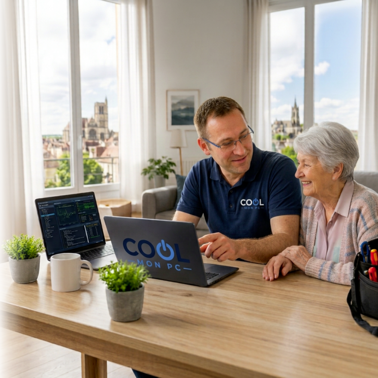 Technicien Cool mon PC accompagnant une cliente à domicile à Sens